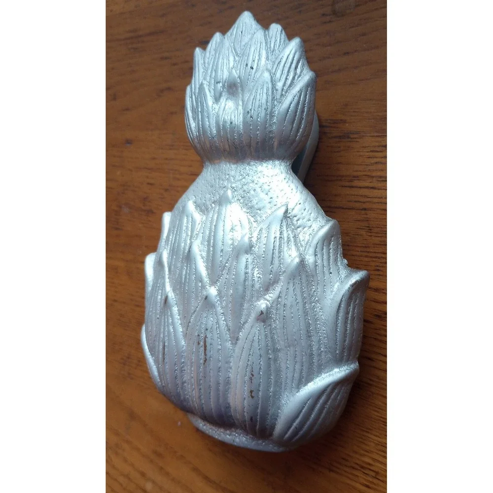 VTG Silver Paint Over Cast Iron Pineapple Door Knocker-Symbol Of Hospitality